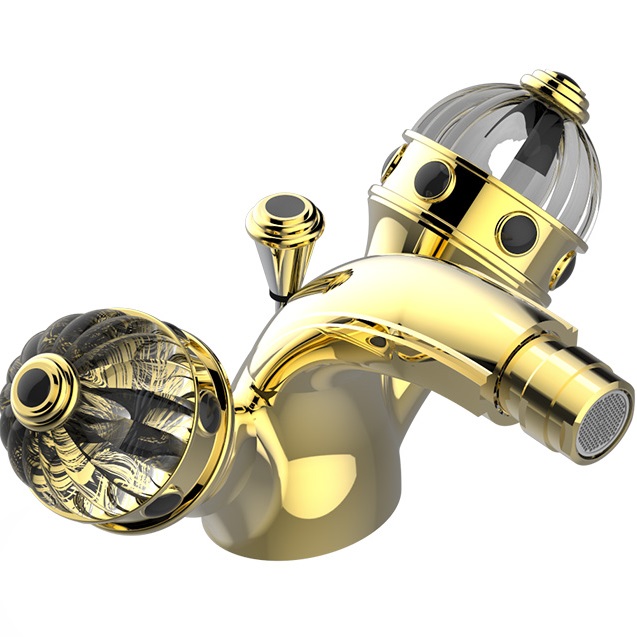 Смеситель для биде THG Cheverny Onyx noir U1V-F01-3202 (золотой, оникс), с донным клапаном