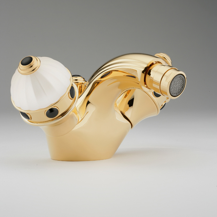 Смеситель для биде THG Cheverny Onyx noir U1V-F01-3202 (золотой, оникс), с донным клапаном