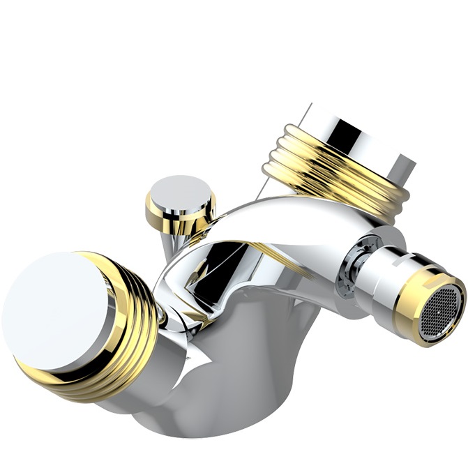 Смеситель для биде THG Diplomate grooved rings U4B-G02-3202 (хром, золотой), с донным клапаном