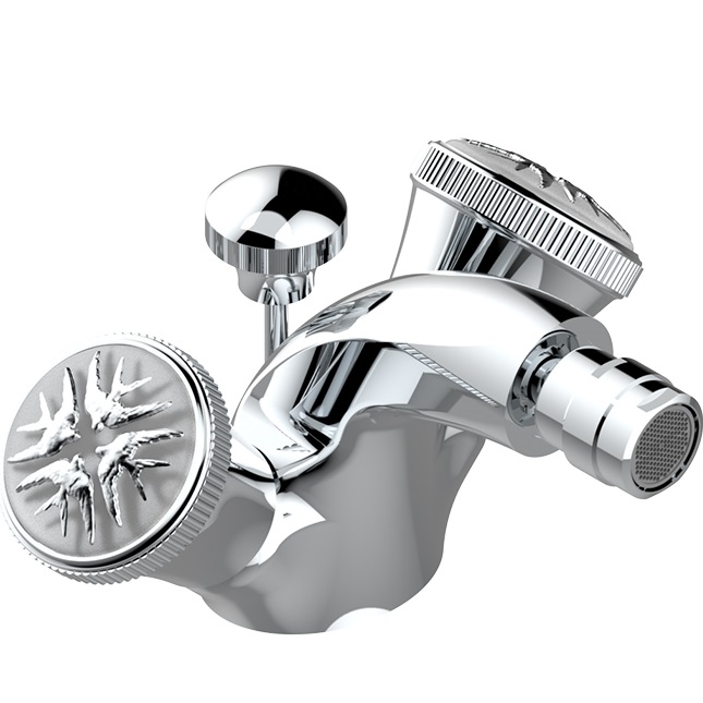 Смеситель для биде THG Hirondelles Platinum Stamped A4K-A02-3202 (хром, золотой), с донным клапаном