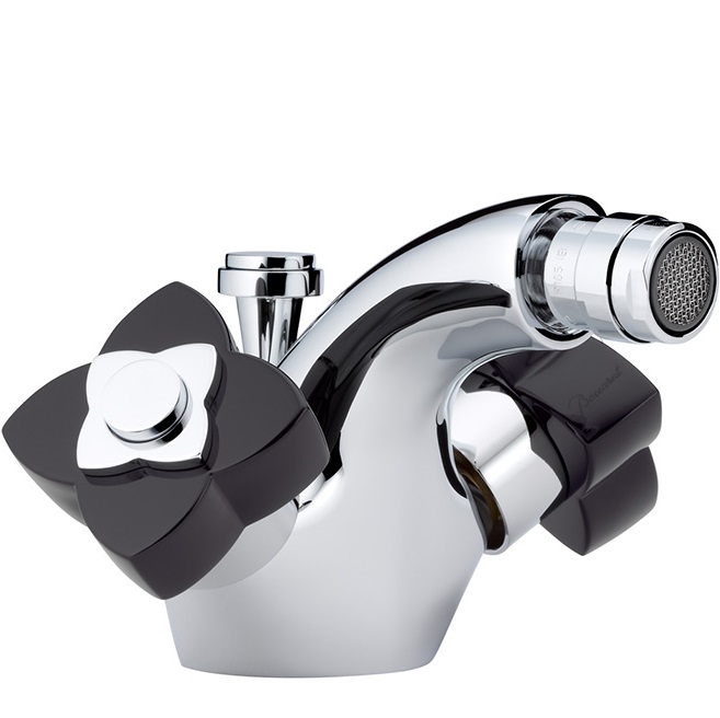 Смеситель для биде THG Petale de Cristal noir U6D-A02-3202 (хром, черный хрусталь), с донным клапаном