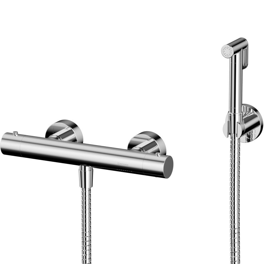 Смеситель для биде внешнего монтажа Whitecross Серия Y SYSYBI3CR (хром), с термостатом, с гигиеническим душем