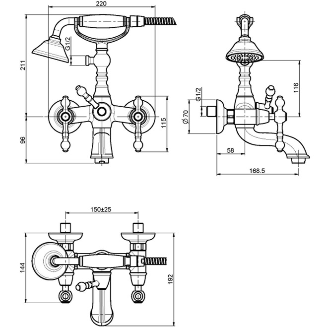 Смеситель для душа Fima Carlo Frattini Epoque F5054BR (бронза), с душевым комплектом