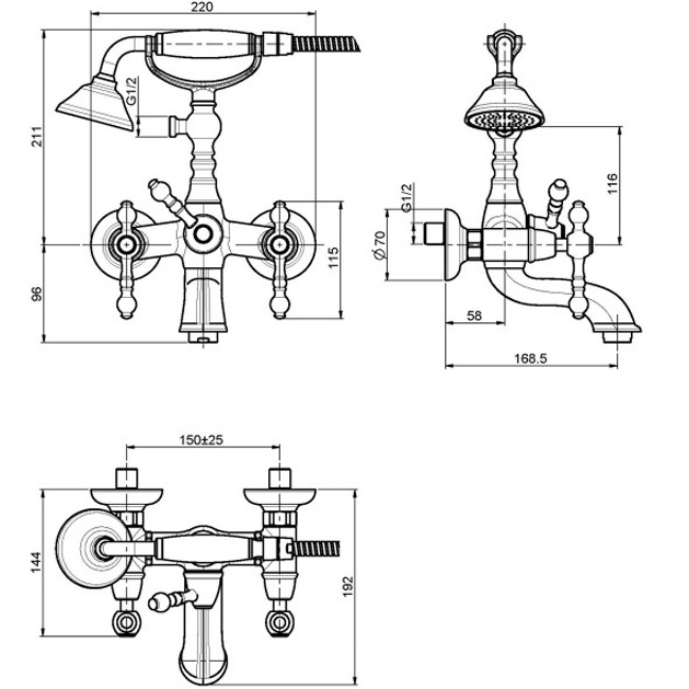 Смеситель для душа Fima Carlo Frattini Epoque F5054CR (хром), с душевым комплектом