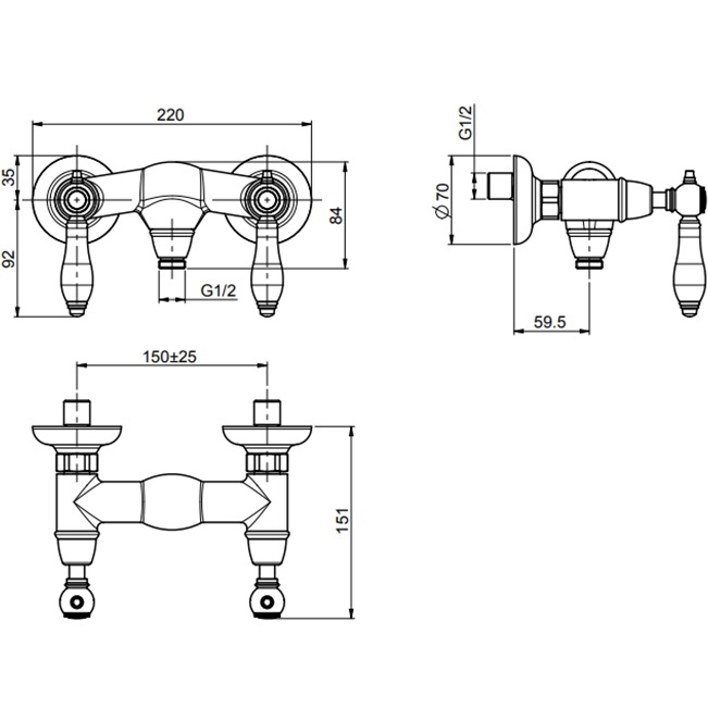 Смеситель для душа Fima Carlo Frattini Herend F5405/1CBOR (золотой)