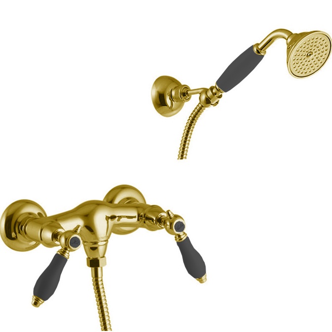 Смеситель для душа Fima Carlo Frattini Herend F5405CNOR (золотой, черные ручки)