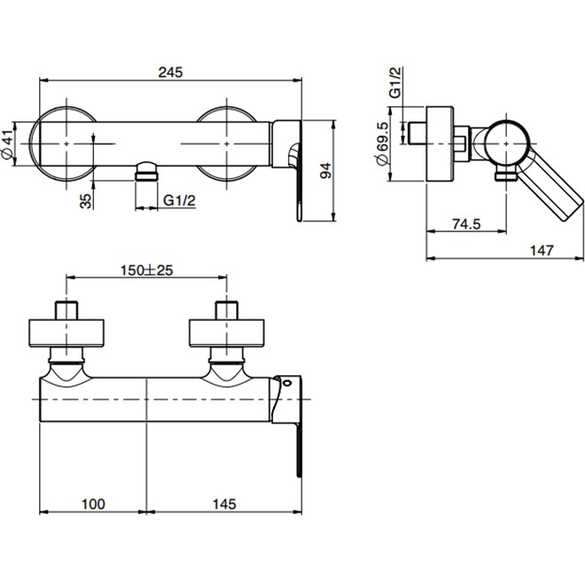 Смеситель для душа Fima Carlo Frattini Mast F3135/1CR.WS (хром), без излива