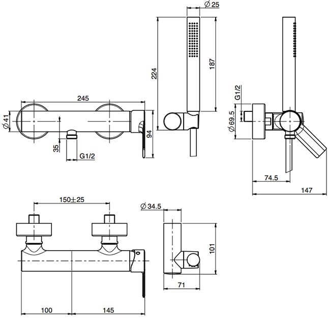 Смеситель для душа Fima Carlo Frattini Mast F3135CR (хром), без излива