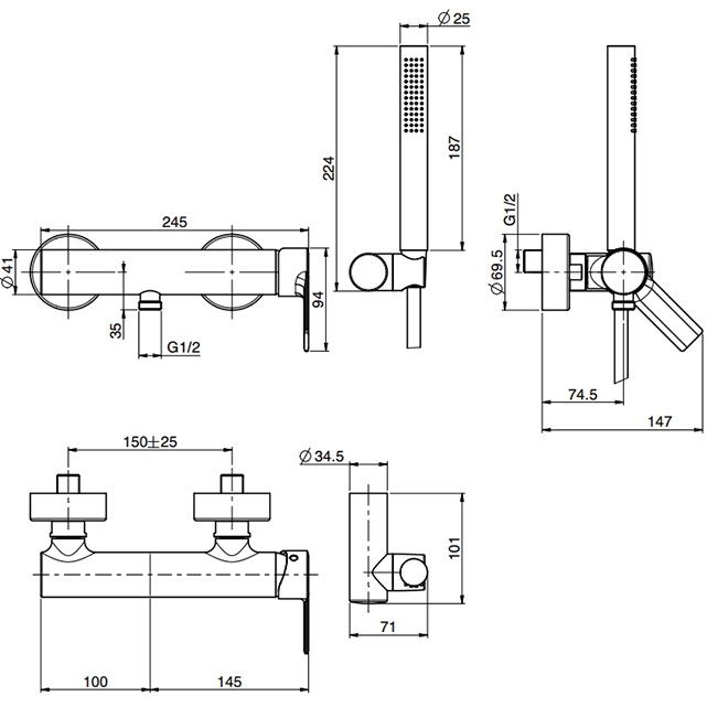 Смеситель для душа Fima Carlo Frattini Mast F3135OR (золотой), без излива