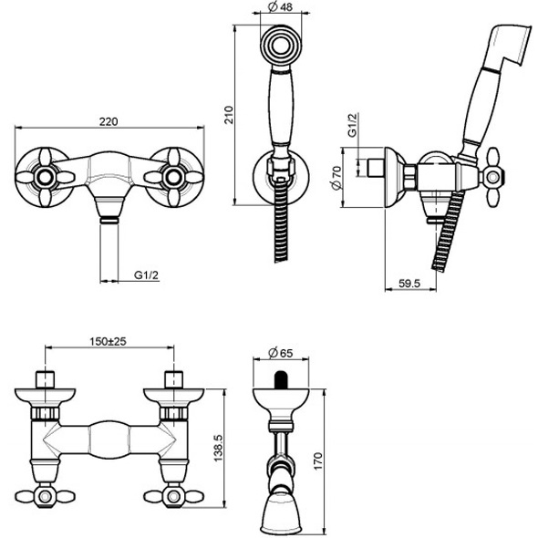 Смеситель для душа Fima Carlo Frattini Olivia F5005OR (золотой)