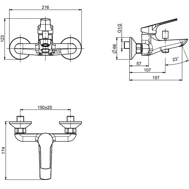 Смеситель для ванны Fima Carlo Frattini Serie 4 F3764/1CR (хром)