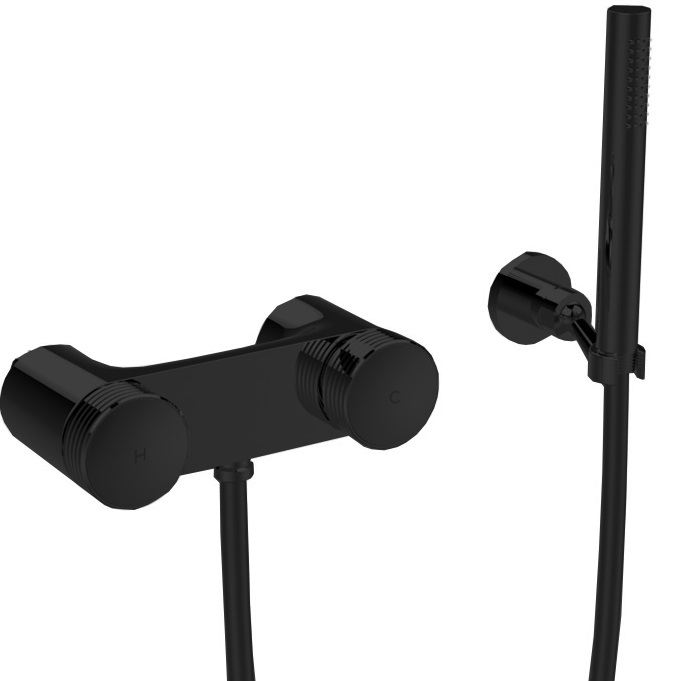Смеситель для душа Fima Carlo Frattini Texture Collection F5605HNS (черный матовый), с душевым комплектом