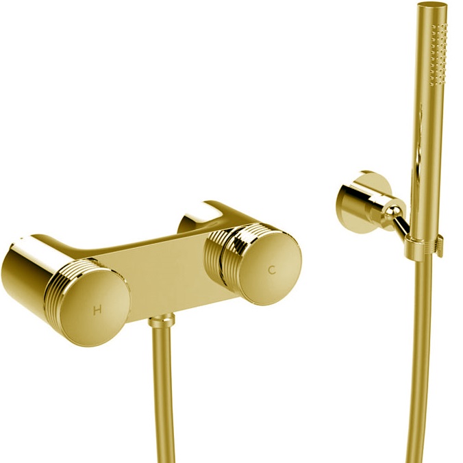 Смеситель для душа Fima Carlo Frattini Texture Collection F5605HOR (золотой), с душевым комплектом