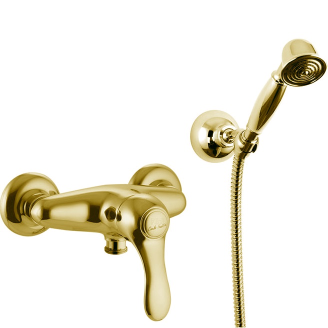 Смеситель для душа настенный Fima Carlo Frattini Lamp F3305OR (золотой), с душевым комплектом