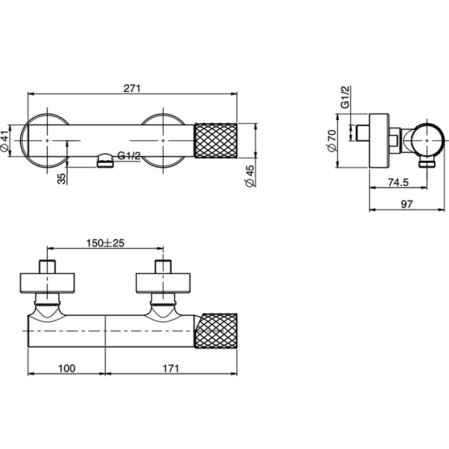 Смеситель для душа настенный Fima Carlo Frattini Spillo Tech F3035T/1XNS (черный матовый)