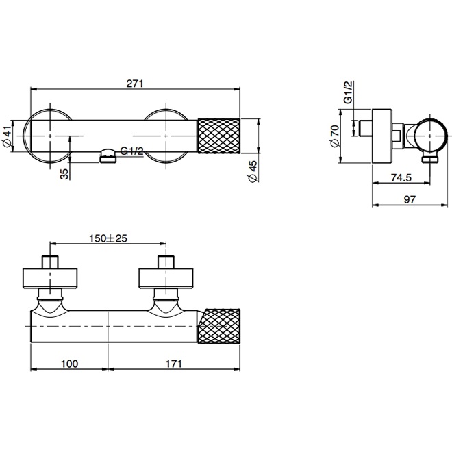 Смеситель для душа настенный Fima Carlo Frattini Spillo Tech F3035T/1XOR (золотой)
