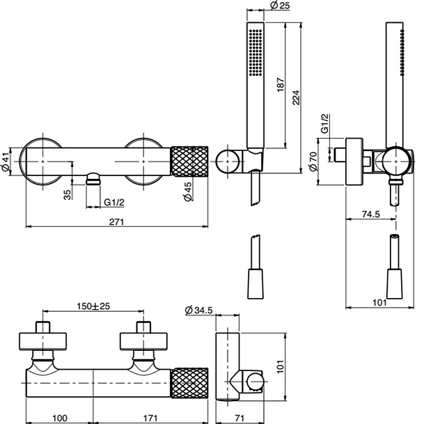 Смеситель для душа настенный Fima Carlo Frattini Spillo Tech F3035TXCR (хром)