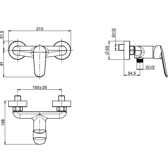 Смеситель для душа настенный Fima Carlo Frattini Spot F3005/1CR (хром)