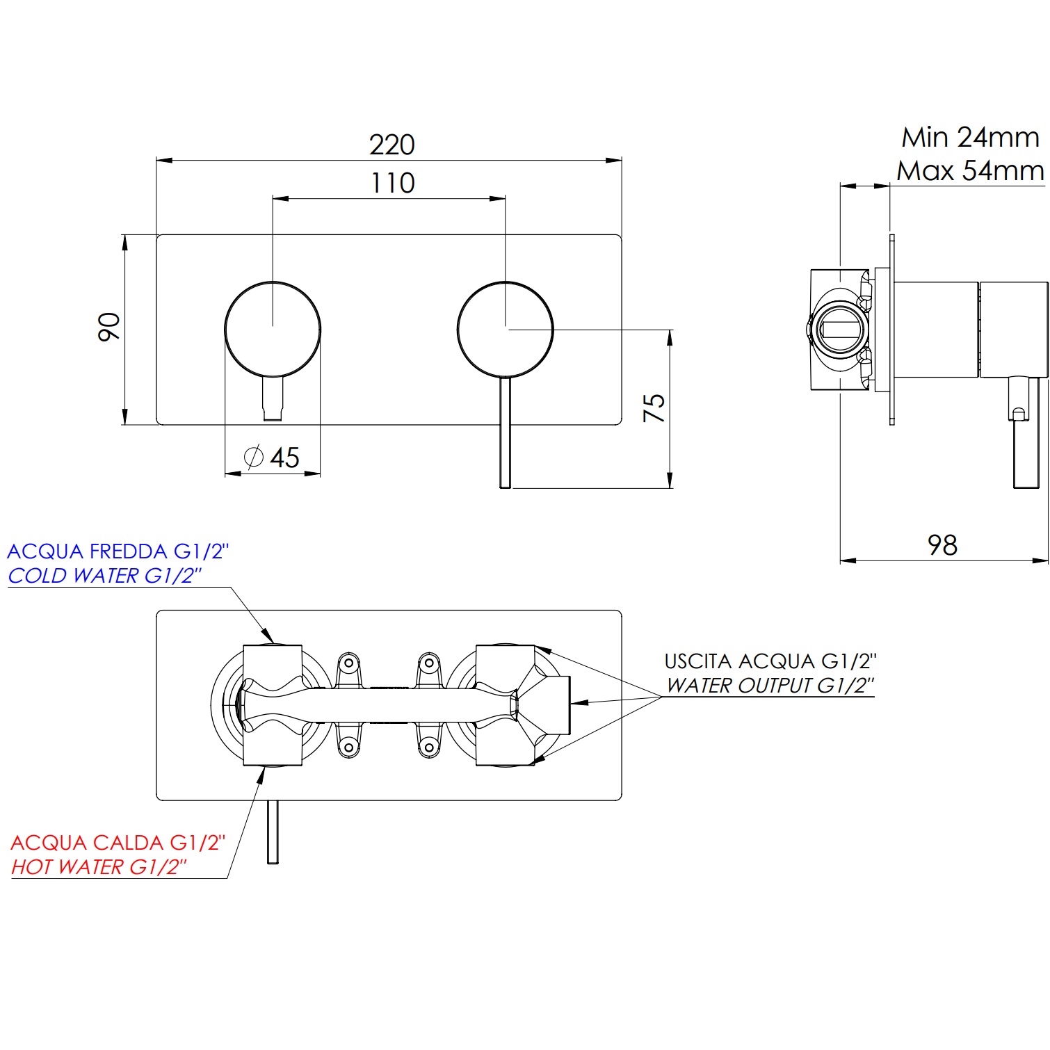 Смеситель для душа скрытого монтажа Remer Metrica MC93ZRP (медь брашированная)