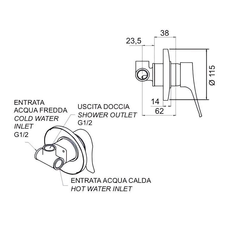 Смеситель для душа Remer Project P30 (хром), без душевого гарнитура