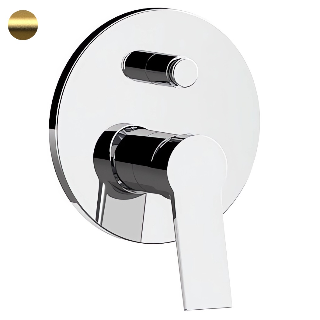 Смеситель для ванны и душа Remer Slash SL09BG (золото брашированное), девиатор кнопочный, скрытая часть в комплекте