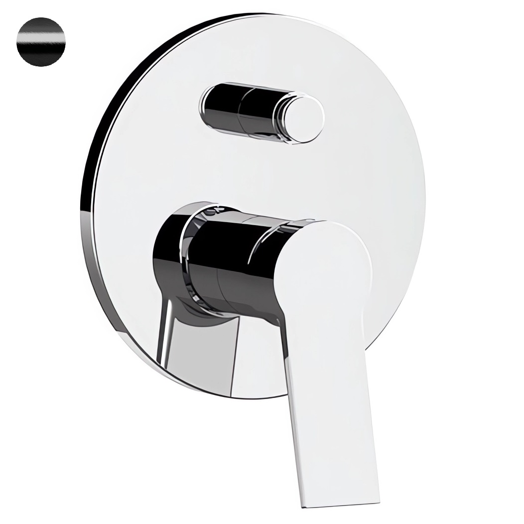 Смеситель для ванны и душа Remer Slash SL09CFP (хром черный брашированный), девиатор кнопочный, скрытая часть в комплекте