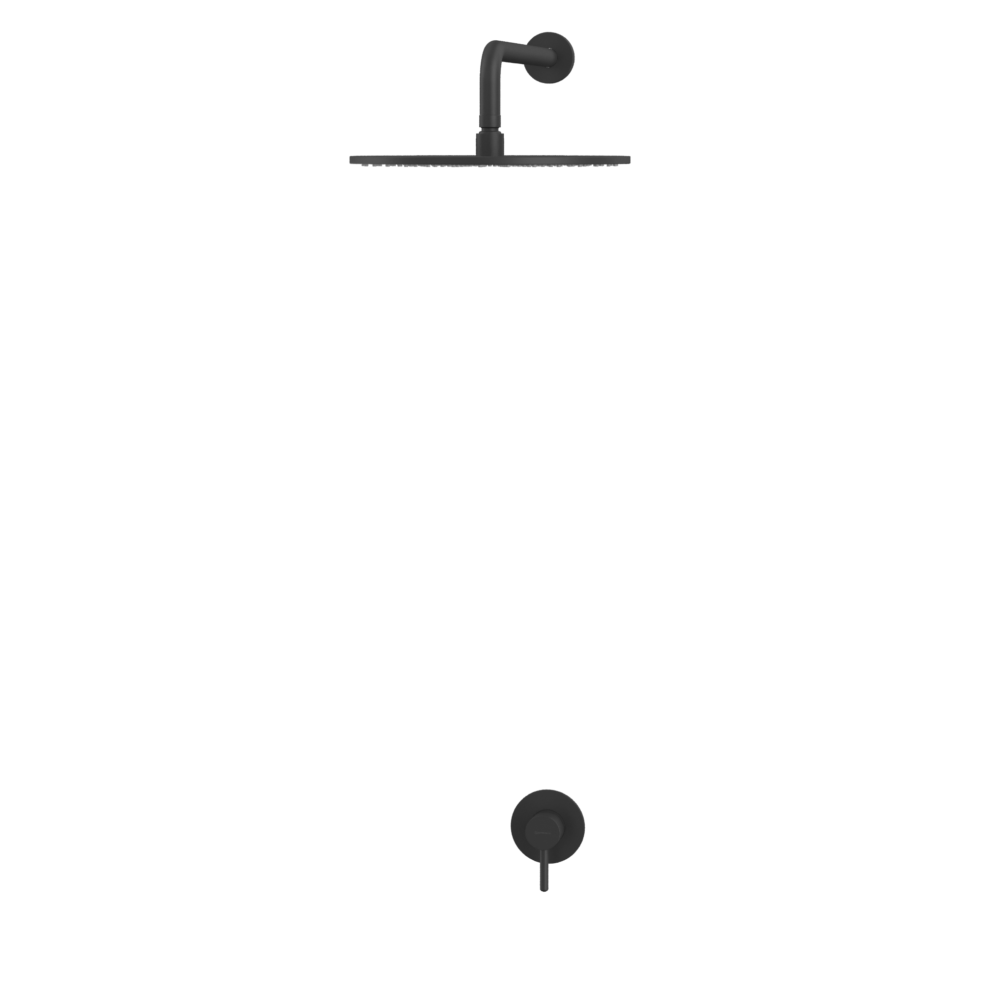 Смеситель для душа с верхним душем 30x30 см., Whitecross Серия Y YSET01BL (черный матовый), без излива