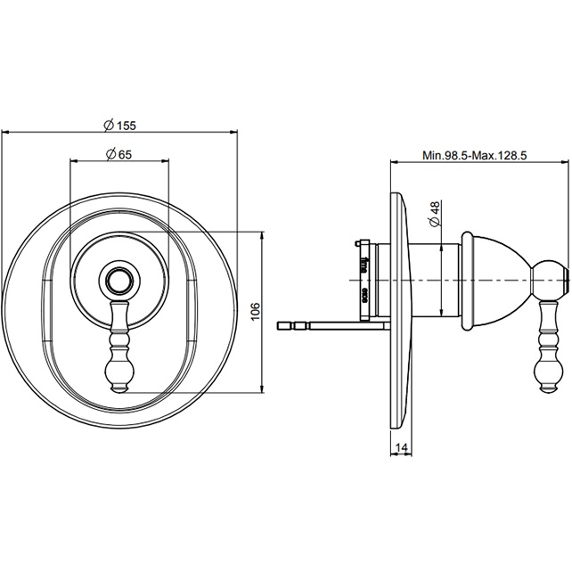 Смеситель для душа скрытого монтажа Fima Carlo Frattini Elizabeth F5089X1OR (золотой)