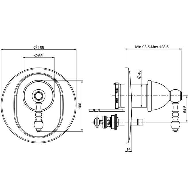 Смеситель для душа скрытого монтажа Fima Carlo Frattini Elizabeth F5089X2OR (золотой)