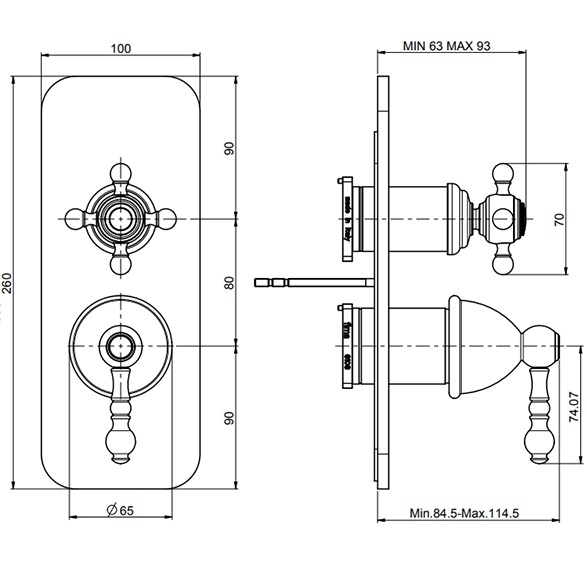 Смеситель для душа скрытого монтажа Fima Carlo Frattini Elizabeth F5089X6OR (золотой)