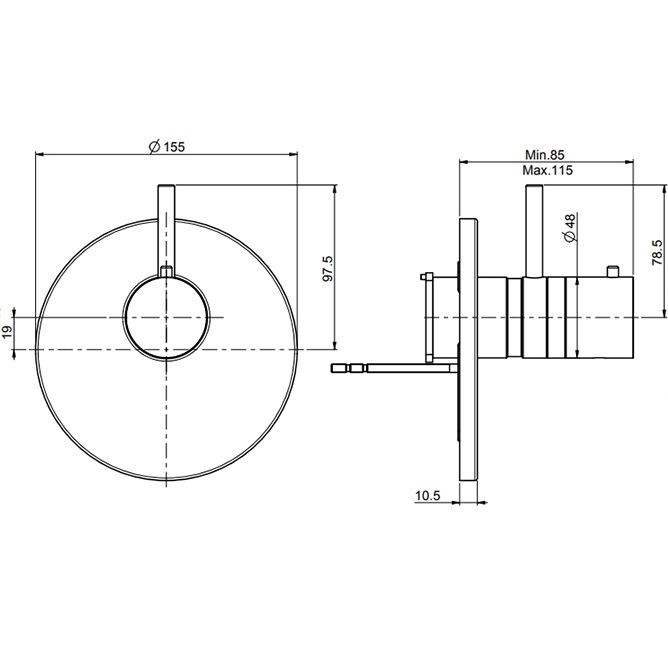 Смеситель для душа скрытого монтажа Fima Carlo Frattini Fimatherm F4039X1NS (черный матовый), с термостатом, 1 источник