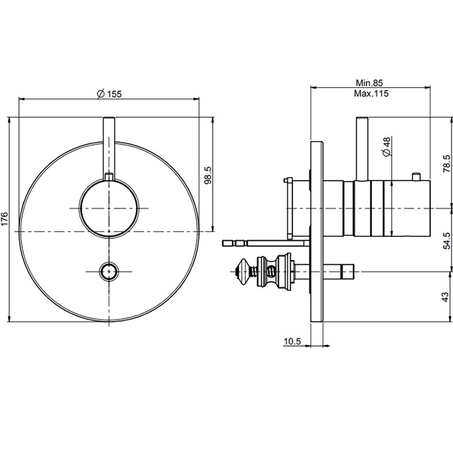 Смеситель для душа скрытого монтажа Fima Carlo Frattini Fimatherm F4039X2OR (золотой), с термостатом, 2 источника