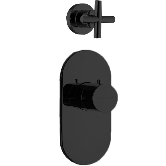 Смеситель для душа скрытого монтажа Fima Carlo Frattini Fimatherm F5333X1NS (черный матовый), с термостатом, 1 источник