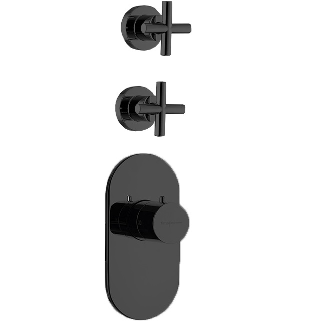 Смеситель для душа скрытого монтажа Fima Carlo Frattini Fimatherm F5333X2NS (черный матовый), с термостатом, 2 источника