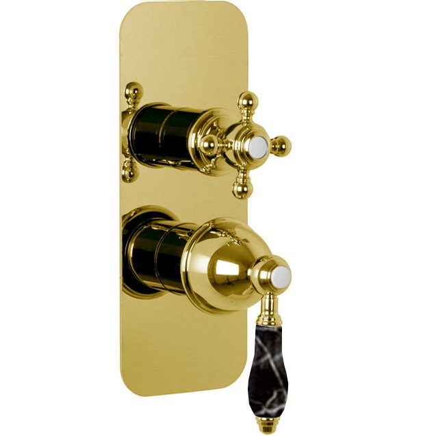 Смеситель для душа скрытого монтажа Fima Carlo Frattini Herend F5409X6CNOR (золотой, черная ручка)