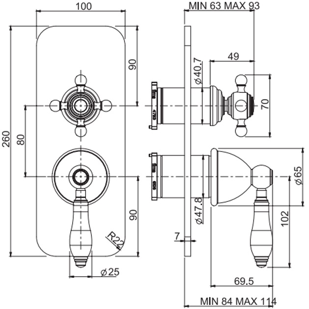 Смеситель для душа скрытого монтажа Fima Carlo Frattini Herend F5409X6CBOR (золотой)