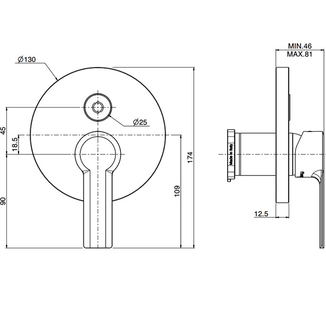 Смеситель для душа скрытого монтажа Fima Carlo Frattini Mast F3139E2NS (черный матовый)