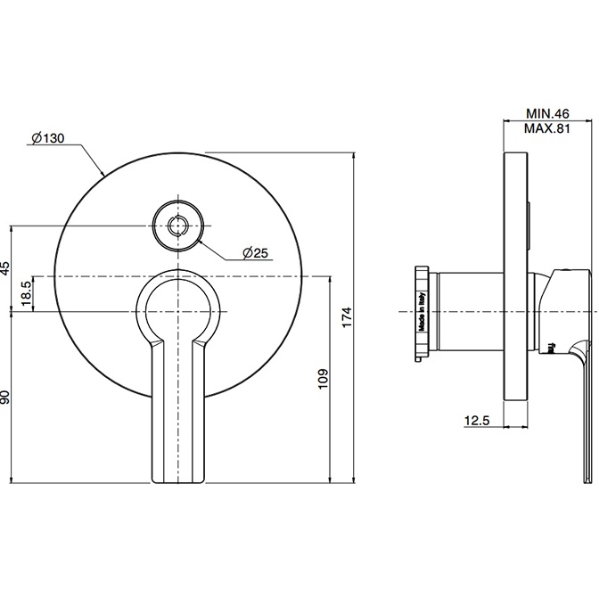Смеситель для душа скрытого монтажа Fima Carlo Frattini Mast F3139E2OR (золотой)