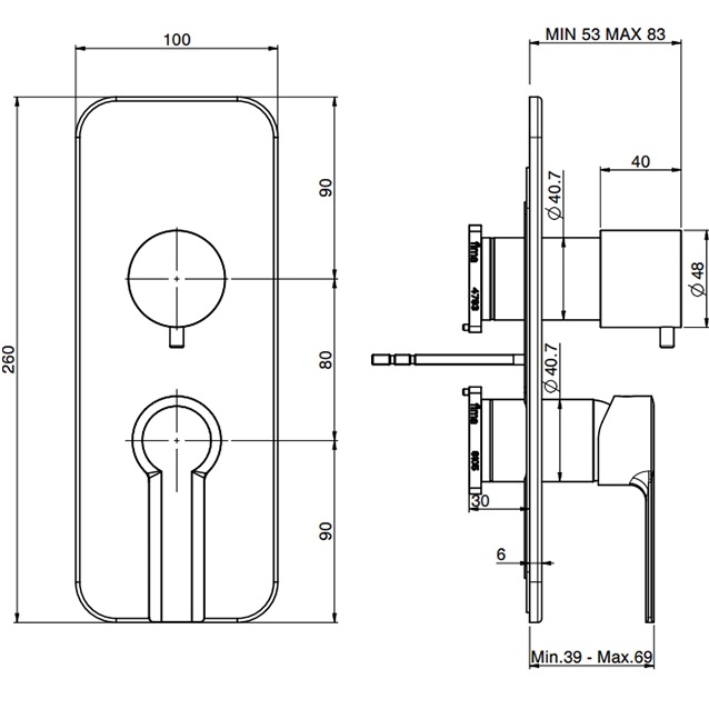 Смеситель для душа скрытого монтажа Fima Carlo Frattini Mast F3139X6CR (хром)