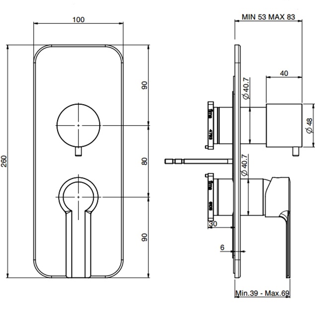 Смеситель для душа скрытого монтажа Fima Carlo Frattini Mast F3139X6NS (черный матовый)