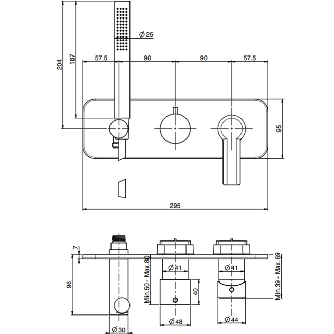 Смеситель для душа скрытого монтажа Fima Carlo Frattini Mast F3149WX2NS (черный матовый)
