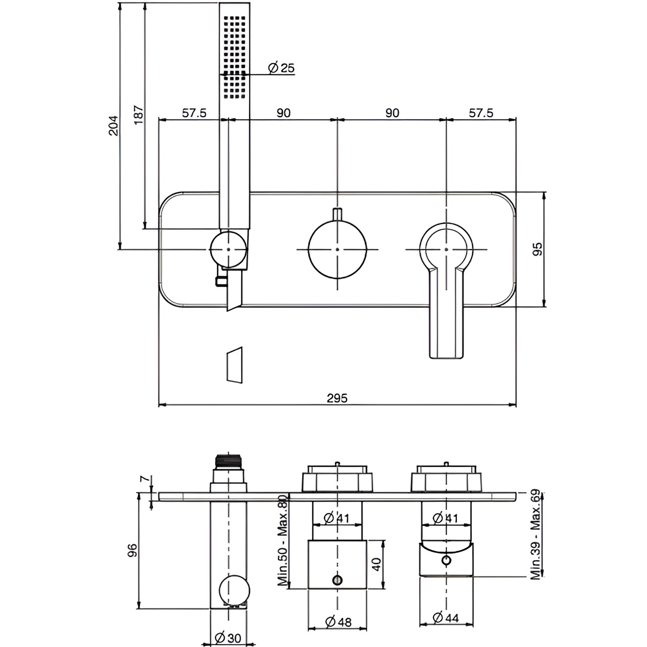 Смеситель для душа скрытого монтажа Fima Carlo Frattini Mast F3149WX2OR (золотой)