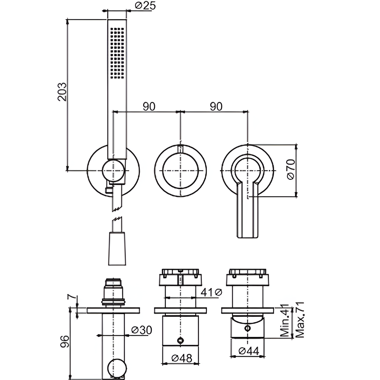 Смеситель для душа скрытого монтажа Fima Carlo Frattini Mast F3149WX8NS (черный матовый)