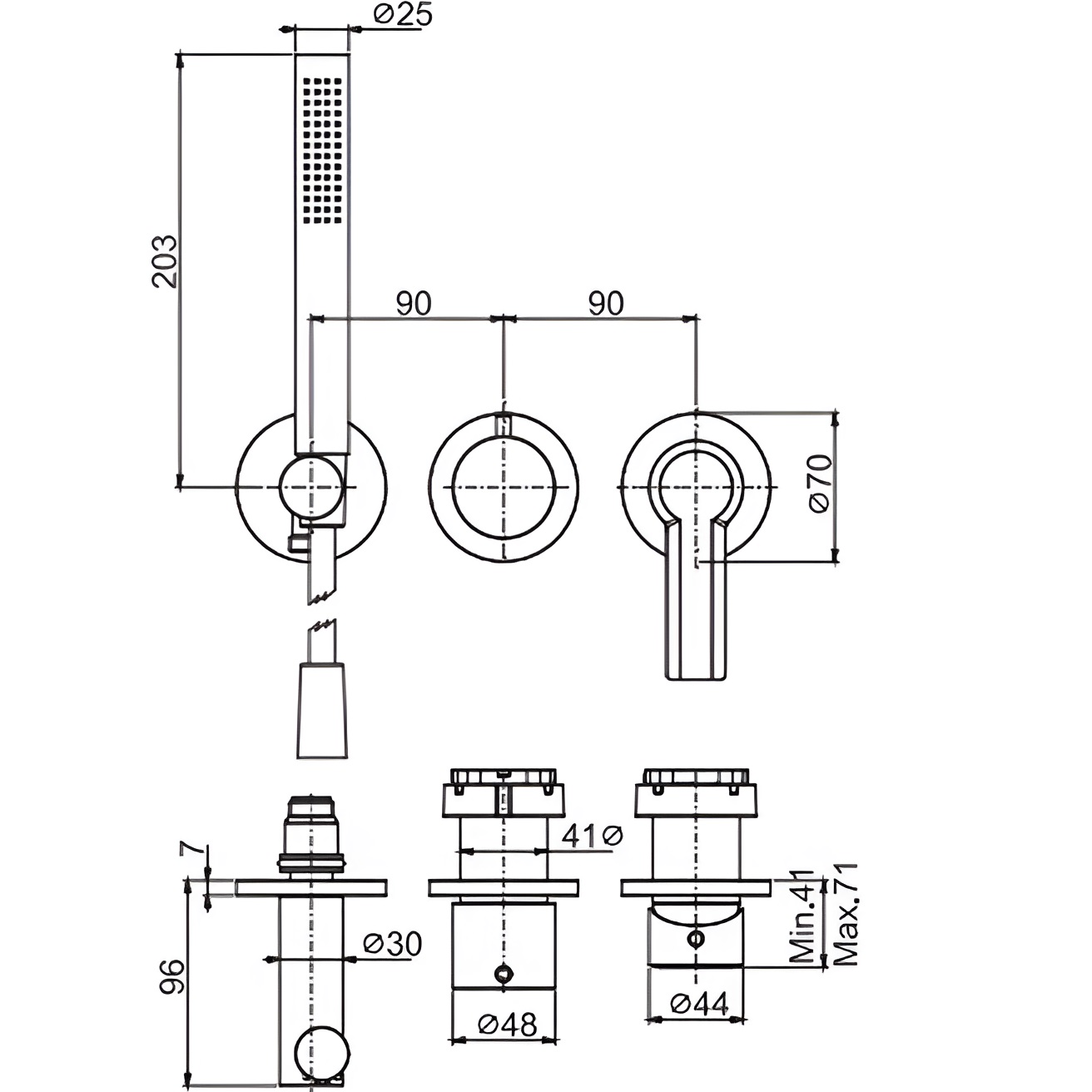Смеситель для душа скрытого монтажа Fima Carlo Frattini Mast F3149WX8OR (золотой)