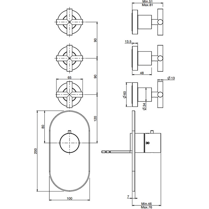 Смеситель для душа скрытого монтажа Fima Carlo Frattini Maxima F5333X3NS (черный матовый)
