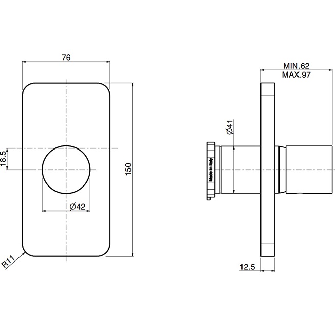 Смеситель для душа скрытого монтажа Fima Carlo Frattini Nomos Go F4169E1CR (хром), 1 источник