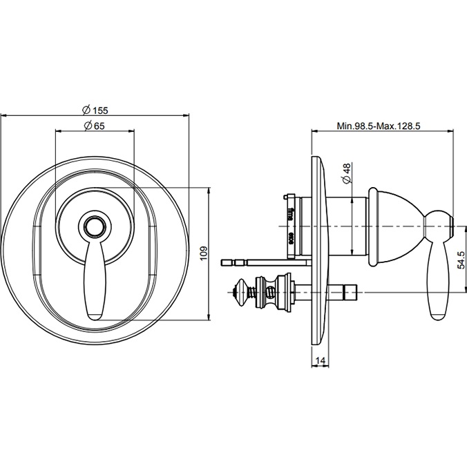 Смеситель для душа скрытого монтажа Fima Carlo Frattini Olivia F5009X2OR (золотой)