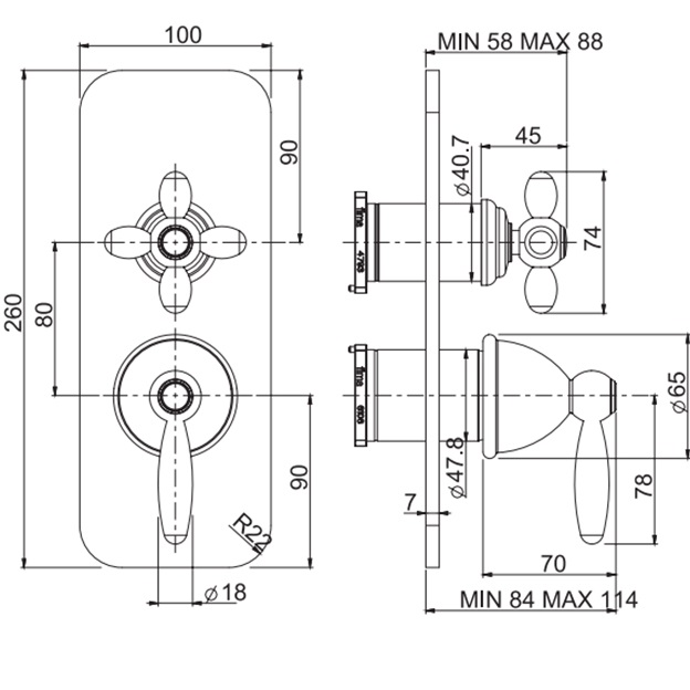Смеситель для душа скрытого монтажа Fima Carlo Frattini Olivia F5009X6OR (золотой)