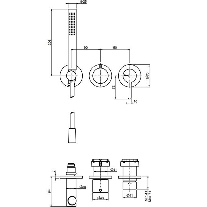 Смеситель для душа скрытого монтажа Fima Carlo Frattini Snap F3129WX8NS (черный матовый)