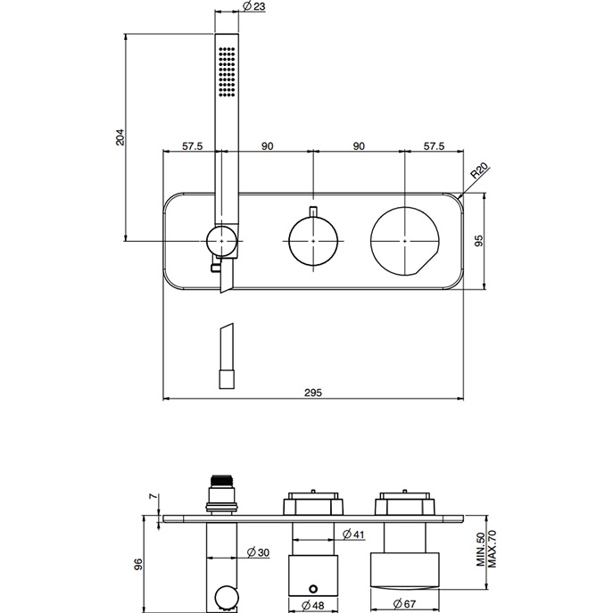 Смеситель для душа скрытого монтажа Fima Carlo Frattini So F3169WX2NS (черный матовый)
